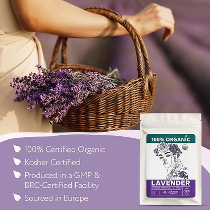 Culinary Lavender Flowers Organic - Dried Food Grade Lavender for Drinks, Cooking & Baking - Edible & Aromatic – Té de Lavanda Natural - 3oz.