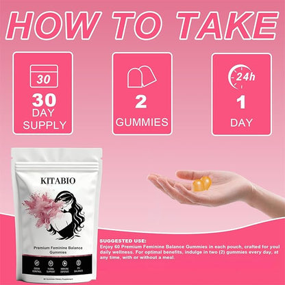 Feminine Balance Gummies - Women’s Premium Gummies | Hawaiian Pineapple - pH Balance | Low Sugar - Gluten-Free (60 Vegan)