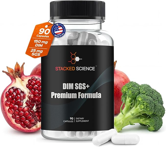 DIM SGS+ Supplement for Women/Men Hormone Balance & Detox Support - Plant-Based Estrogen Blocker for Men - DIM Supplement with Sulforaphane Glucosinolate & Pomegranate - 90 Day Supply