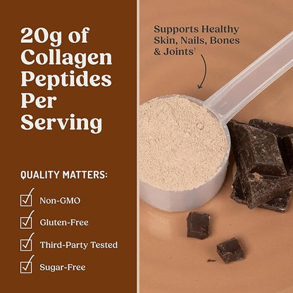 Bulletproof Chocolate Collagen Peptides Powder with MCT Oil, 14.3 Ounces, Grass-Fed Collagen Protein for Skin, Bone and Joint Support, Pasture Raised, No Added Hormones