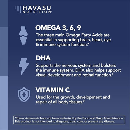 Omega 3 6 9 + DHA Gummies for Adults - Plant-Based Fish Oil Alternative with Chia Seed Oil and Algae - Support Brain and Immune Function - Lemon and Orange Flavors - Vegetarian Friendly - 60 Count