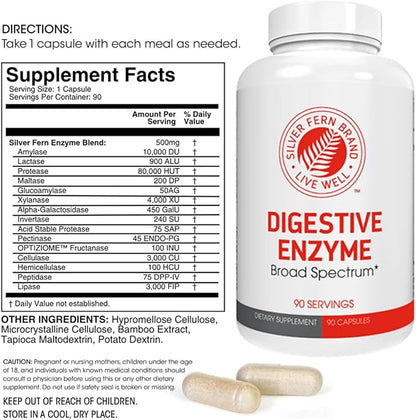 Silver Fern Brand Ultimate Digestive Enzyme Supplement - 4 Bottles - High Potency, Multi Enzyme - Digestive Comfort & Food Tolerance - Amylase, Protease, Cellulase, More