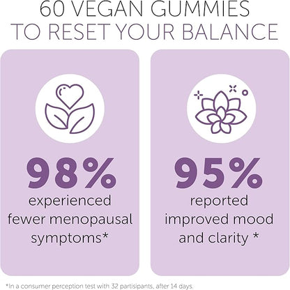 Menopause Supplements for Women | Menopause Gummy Vitamins | Relief for Hot Flashes, Night Sweats & Mood Swings | Helps Sleep Disruptions & Brain Function | 60 Vegan Gummies