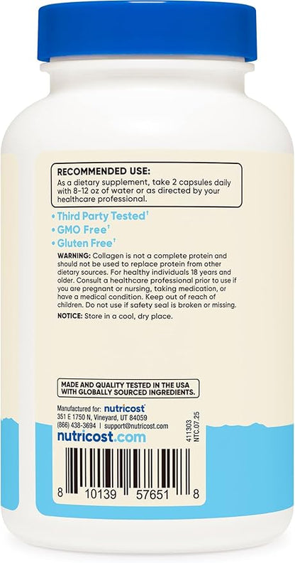 Nutricost BioCell Collagen (1,000mg) 120 Capsules - Hydrolyzed Type II Collagen Supplement, GMO-Free, Gluten-Free, 60 Servings