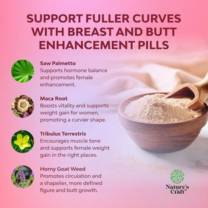 G-Curve Butt and Breast Growth Capsules - Horny Goat Weed Muira Puama & Maca Root for Butt Growth Support - Advanced Herbal Formula - Supports Bigger Butt & Bigger Breast - Easy to Swallow - 60 Count