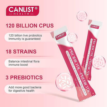Women's Probiotic Powder - 120 Billion CFUs, 20 Strains, Cranberry Extract & 3 Prebiotics, Help for Immune Booster, Digestive Health, Vaginal & Urinary Health, 40 Packets