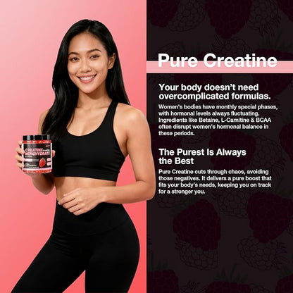 Creatine for Women 5000 MG, Creatine Gummies, Creatine Monohydrate Supplement for Muscle Growth, Strength & Energy Support, Sugar Free Pre Workout Gummies 120 Count Raspberry Flavor