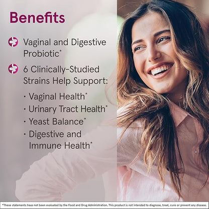 Jarrow Formulas Fem-Dophilus Advanced Vaginal & Digestive Probiotics 10 Billion CFU, for Vaginal, Urinary Tract, Digestive & Immune Support, 30 Capsules (Pack of 2)