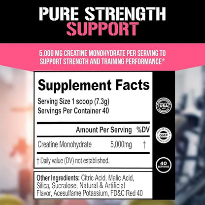 Evlution Nutrition Creatine 5000 - Supports Faster Recovery, Lean Muscle Growth & Performance - Pre & Post Workout Powder - 5000mg Pure Creatine Monohydrate Per Serving - 40 Servings - Pink Lemonade