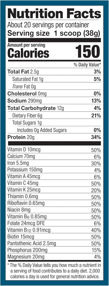 Vega All in One Nutrition Organic - 20g Plant-Based Pea Protein, Unsweetened, 20 Servings, Vitamins A & C, Probiotics, Greens, Vegan, Keto, Gluten Free, 26.9oz (Packaging May Vary)
