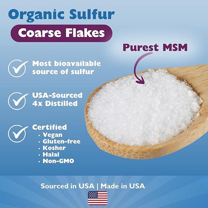 KALA HEALTH MSMPure Coarse MSM Powder Flakes – US-Made MSM for Joint Health, Skin Appearance, and Hair & Nail Support – 2.2 lb, Organic Sulfur