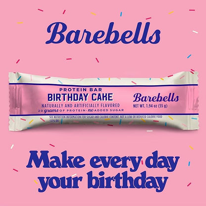 Barebells Protein Bars Birthday Cake - 12 Count, Pack of 2 - Protein Snacks with 20g of High Protein - Chocolate Protein Bar with 1g of Total Sugars - On The Go Protein Snack & Breakfast Bars…