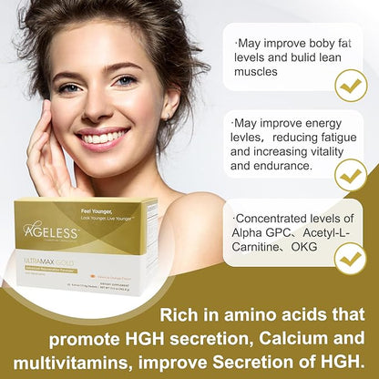 Naturade Ageless UltraMAX GOLD Effervescent Powder – Valencia Orange Flavor – 22 Packets