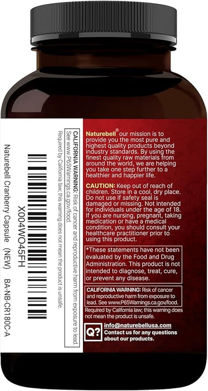 NatureBell 2 Pack Cranberry Concentrate with Acerola, 240 Vegetarian Capsules | Organic Cranberry Fruit Extract with Organic Acerola Cherry – Non-GMO, cGMP Manufactured