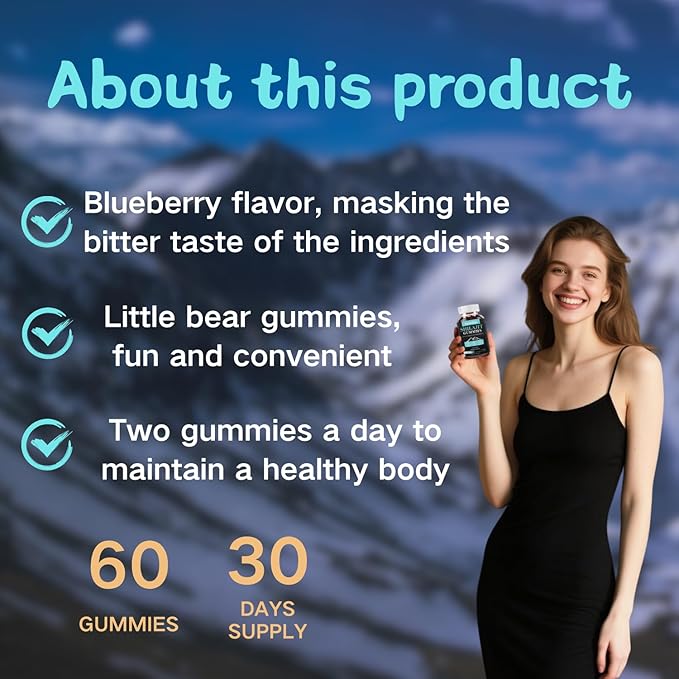 Shilajit for Man,Woman & Kid.Himalayan Gold Shilajit Gummies.1000mg Shilajit,200mg Ashwagandha,200mg Chaga,100mg Ginseng,100mg Saw Palmatto,60mg Black Seed Oil