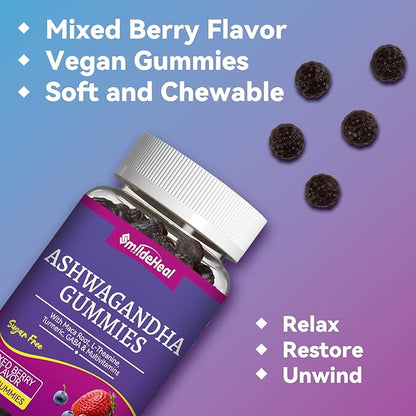 Ashwagandha Gummies 3000mg - Stress Relief, Immune Support & Increased Energy - Ashwagandha Supplements for Women & Men - Natural Mixed Berry Flavor (60 Count)
