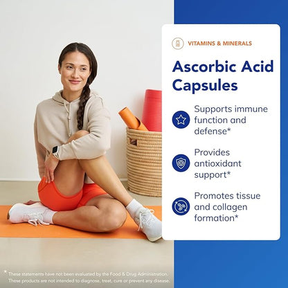 Pure Encapsulations Ascorbic Acid Capsules - 1,000 mg Vitamin C - Antioxidant & Immune Support* - High-Potency Vitamin C - Vegan & Non-GMO - 90 Capsules