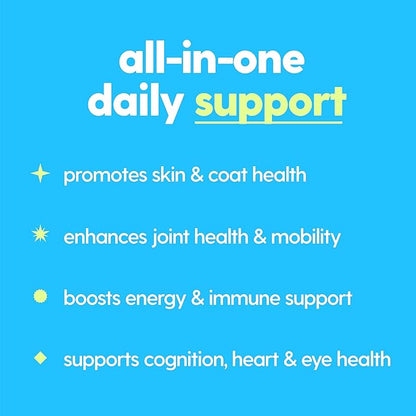 Taily Multivitamin with Liquid Collagen for Dogs and Cats – 12-in-1 Super Daily Formula for Joint, Gut, Allergy, Immune, Skin, Coat, and Urinary Tract Support - Liquid Collagen, Glucosamine for Dogs