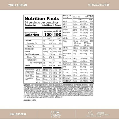 SlimFast Advanced Nutrition High Protein Meal Replacement Smoothie Mix, Vanilla Cream, Weight Loss Powder, 20g of Protein, 12 Servings (Pack of 2) (Packaging May Vary)