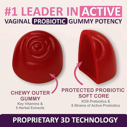 Flora12 Vaginal Probiotics for Women pH Balance Gummies with Prebiotics 8x Billion Probiotics 5x Extracts Saw Palmetto, Dong Quai, Motherwort, Wild Kelp & Yam | Vegan Sugar-Free Gluten-Free, 120 Ct