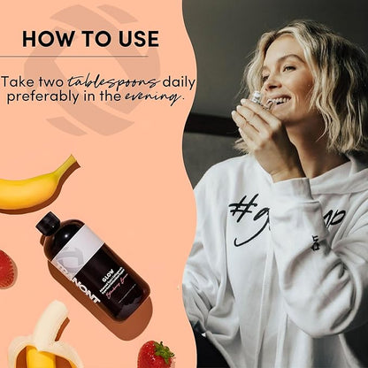 Tranont Glow Liquid Collagen for Women | Multi Collagen Peptides with Hyaluronic Acid & Biotin | Hair, Skin & Nail Support | Hydrolyzed Collagen Shot | Strawberry Banana | 15 fl oz