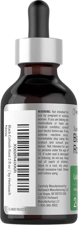 Horbäach Black Cohosh Root Tincture | 2 fl oz | Liquid Extract | Alcohol Free Herb Drops | Vegetarian | Non-GMO, Gluten Free Supplement