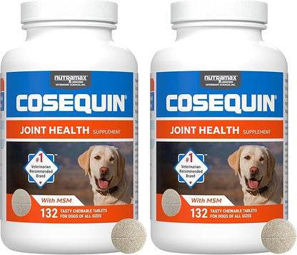 Nutramax Cosequin for Dogs Joint Health Supplement, Contains Glucosamine for Dogs, Plus Chondroitin and MSM, Supports Healthy Joints, for All Breeds and Sizes, Chewable Tablets, 132 Count (Pack of 2)