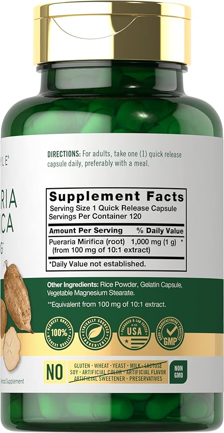 Carlyle Pueraria Mirifica Capsules | 120 Count | Root Extract | Non-GMO & Gluten Free Supplement