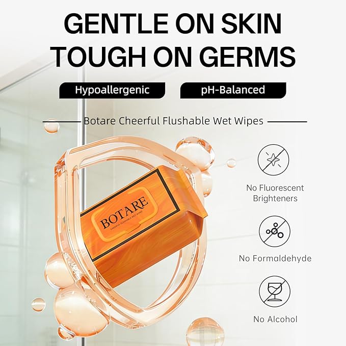 Flushable Wet Wipes for Adults 80 Counts Butt Wipes, Unscented Extra-Large Water 99% Purified Water with Aloe Essence