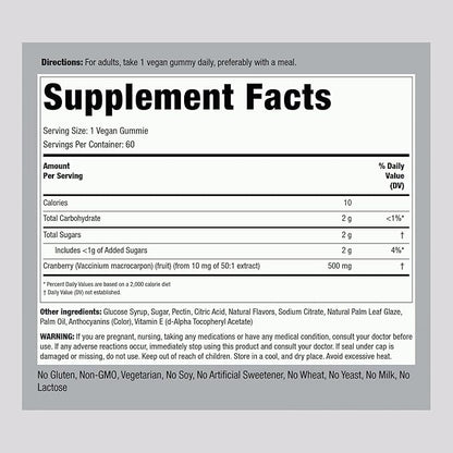 Piping Rock Cranberry Gummies | 60 Count | Cleansing Supplement for Women and Men | Cranberry Mango Flavor | Vegan, Non-GMO, Gluten Free
