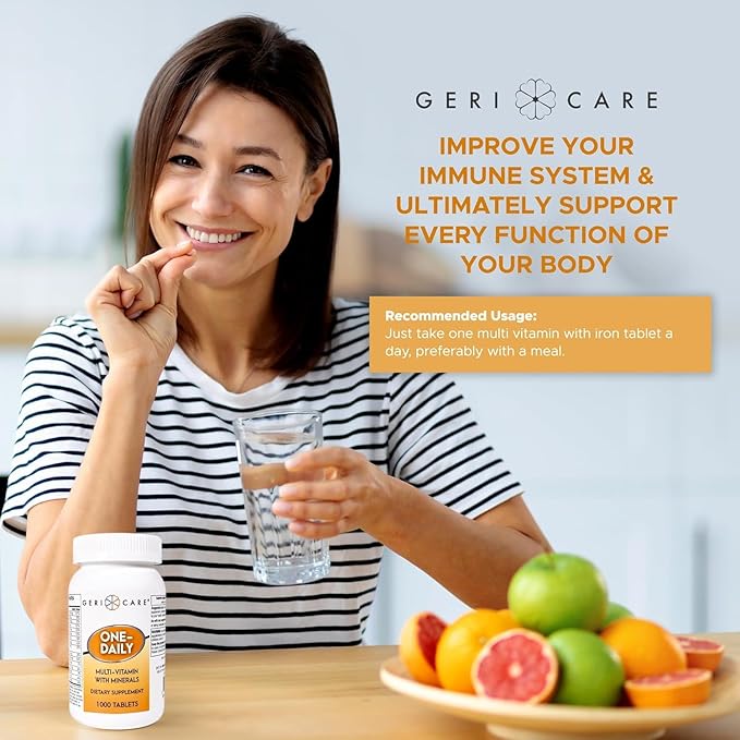 GeriCare One-Daily Multivitamins with Minerals for Men & Women (1000 Tablets) High-Potency Multi-Vitamin & Multimineral Dietary Supplement for Immunity, Energy| Complete Daily Nutritional Support