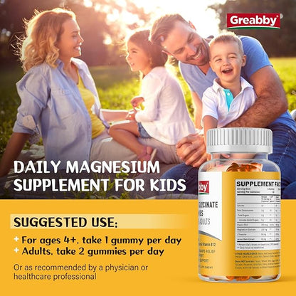 Magnesium Glycinate Gummies for Kids & Adults - Magnesium Glycinate 300mg Chewable Supplement - Promotes Sleep, Muscle, Relaxation (120Count)