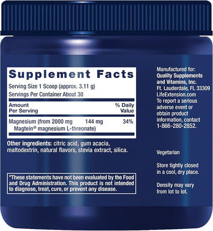 Life Extension Neuro-Mag Magnesium L-Threonate Powder (Tropical Punch)-Ultra-Absorbable Magnesium-Supports Memory,Focus,Cognitive Function&Mood-Gluten free,Non-GMO,Vegetarian (30 Servings),(Pack of 2)