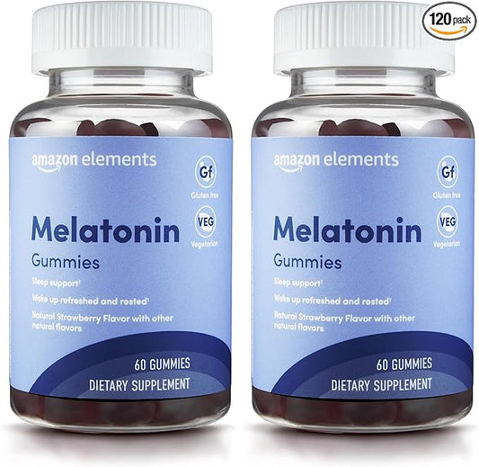 Amazon Elements - Melatonin 10mg Gummies, Supports Restful Sleep, Strawberry, 60 Count (Previously Revly) (Pack of 120)
