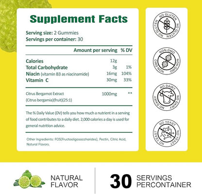 (2 Packs) Sugar Free Citrus Bergamot Gummies for Healthy Cholesterol - All Natural Supplements 25:1 Extract From Italy Bergamot Supplement for Immune Support Healthy Anti-Aging Sugar-Free Vegan Pectin