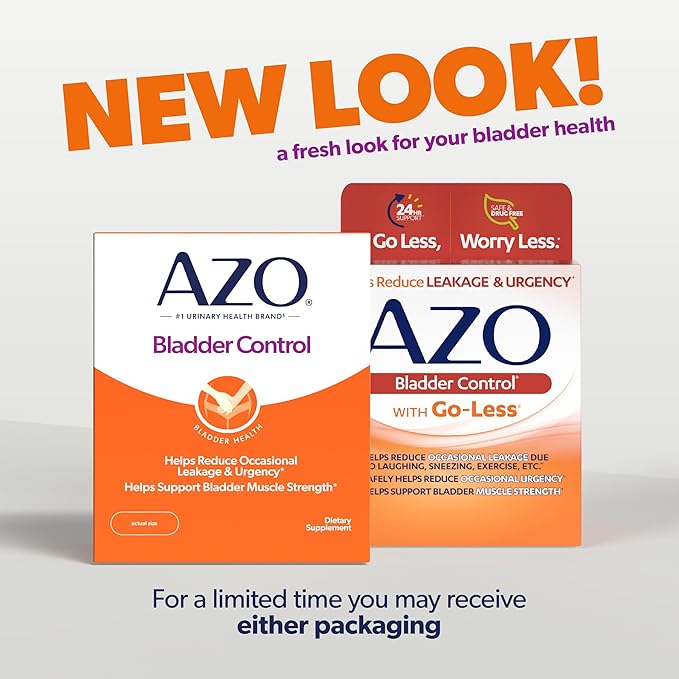 AZO Bladder Control with Go-Less Daily Supplement | Helps Reduce Occasional Urgency* | Helps reduce occasional leakage due to laughing, sneezing and exercise | 54 Count Capsules