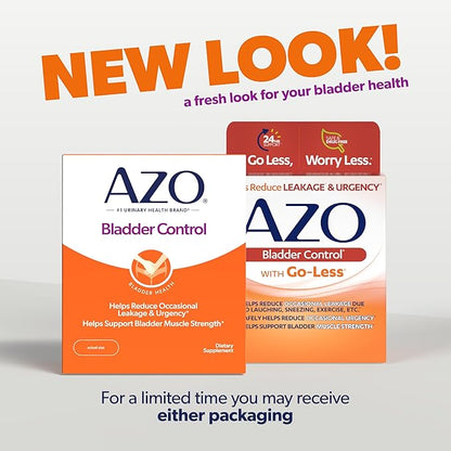 AZO Bladder Control with Go-Less Daily Supplement | Helps Reduce Occasional Urgency* | Helps reduce occasional leakage due to laughing, sneezing and exercise | 54 Count Capsules
