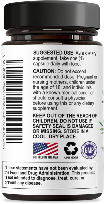 Probiotics for Women - 50 Billion CFU Per Serving - 16 Feminine Health Vag Strains - Prebiotic for Vaginal PH Balance, Urinary UT Health, Women's Probiotic - Shelf Stable - USA Bottled - 120 Capsules