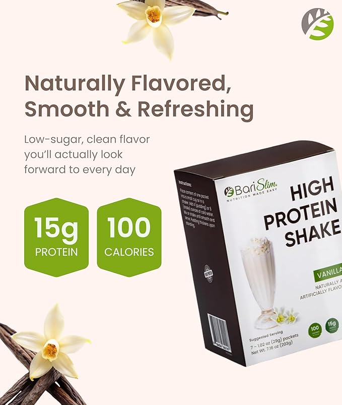 BariSlim High Protein Shake - Delicious & Nutritious Meal Replacement Shake - Low Sugar & Carb - Formulated for Bariatric Patients & Post-Weight Loss Surgery Support | Vanilla Shake (9 oz)