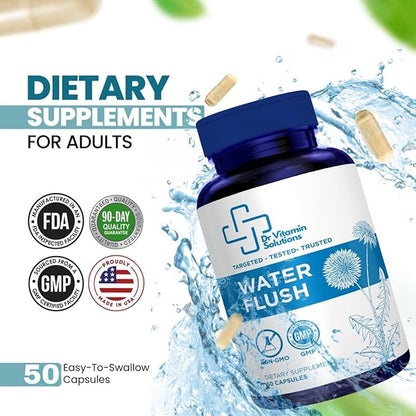 Diuretic Water Pills - Water Flush - Bloating Relief for Women & Men, Swelling & Water Retention | Natural Green Tea, Dandelion Leaf & Cranberry Detox, Water Weight Support, 50 Caps