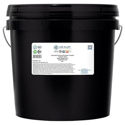 Lab Alley Activated Charcoal Powder, Food Grade, Kosher Certified, Halal, Wood Based, Ideal for Water & Air Filtration, Detoxifying Skincare Products, and Odor Control (5 Pounds)