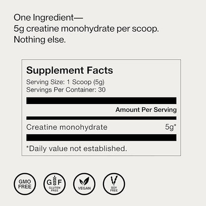 Momentous Creatine Monohydrate Powder - Creatine Powder - Supports Strength, Lean Muscle, & Recovery for Men & Women - NSF Certified for Sport - 5 g per Serving - 30 Servings