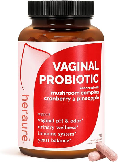 Vaginal Probiotics for Women - pH Balance, Healthy Vaginal Odor, Vaginal Flora, Yeast Balance, Immune Support - Prebiotics & Lactobacillus Probiotic, Mushroom, Cranberry, Pineapple, 60 CT