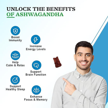 Ashwagandha Gummies for Women & Men, Ashwagandha Supplements for Calm Mood & Increased Energy, Non-GMO, Gluten-Free, Vegan 120ct