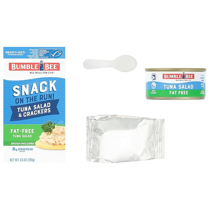 Bumble Bee Snack On The Run! Protein Snack Pack - 8g Protein per Box - Fat Free Tuna Salad with Crackers Kit - Ready to Eat Easy-Open Can - Wild Caught MSC-Certified Tuna (Pack of 1)