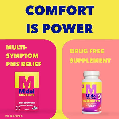 Midol Supplements Peace Out PMS, PMS Support Supplement, Formulated with Chasteberry to Help Ease Breast Tenderness & Mild Mood Changes, Also with Ginger Powder & Valerian Extract, 30 Count