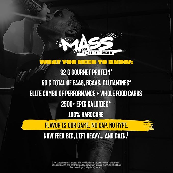 Mutant Mass Extreme Gainer Protein Powder – High Calorie Weight Gainer with Whey Protein & Glutamine for Muscle Mass, Bulking & Weight Gain - Cookies & Cream 6 lbs