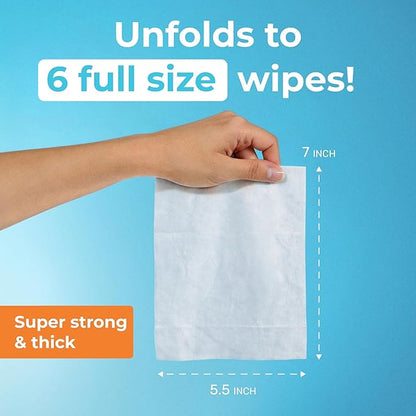 Impossibly Compact Travel Flushable Wipes - 99.5% Water and Aloe - Safe for Sensitive Skin, Hypoallergenic & Unscented - Travel Essentials for Adults, Kids & Baby Care - 8 Pack Total 48 Wipes