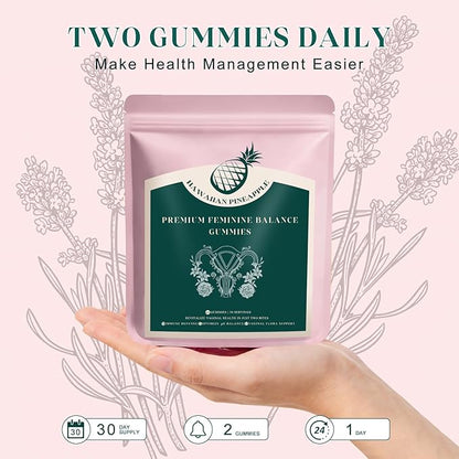 Premium Feminine Balance Gummies, Pineapple Vaginal Probiotics for Women, pH Balance Feminine Gummies for Immune Support, Vegan & Gluten Free, 60 Count (30 Servings)
