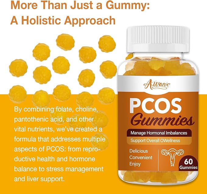 PCOS Gummy for Hormonal Balance, Vitamins for Women Fertility & Ovarian Conception Support, Gummies with Multivitamin, Myo Inositol and Folate, Helps Menstrual Cycle and Ovulation Health
